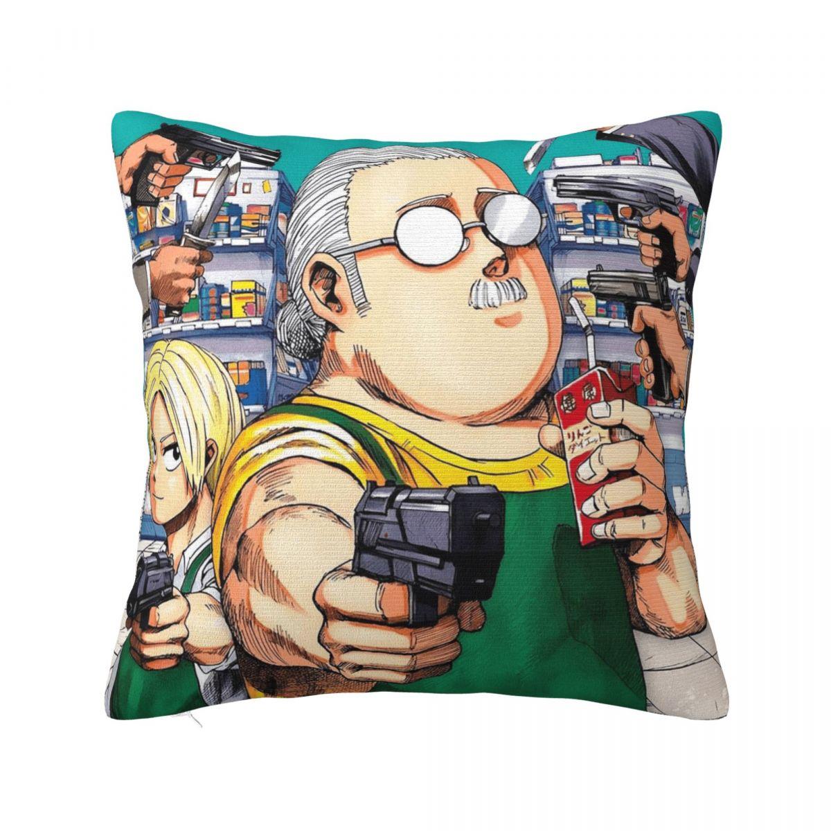 Anime Sakamoto Days Square Pillowcase Cushion Cover Pillow Case Throw Pillow Cover for Home Sofa Living Room 12x12Inch