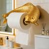 Golden Carp Toilet Paper Holder Wall-Mounted Toilet Roll Holder Decorative Fish Design Paper Towel Dispenser for Bathroom Kitchen Decor