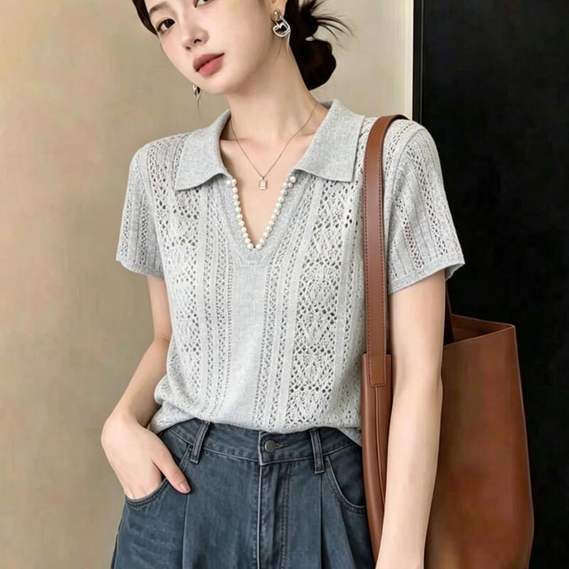 La Chapelle 2026 Summer Breathable Slim Fit Short Sleeve Knit Top M