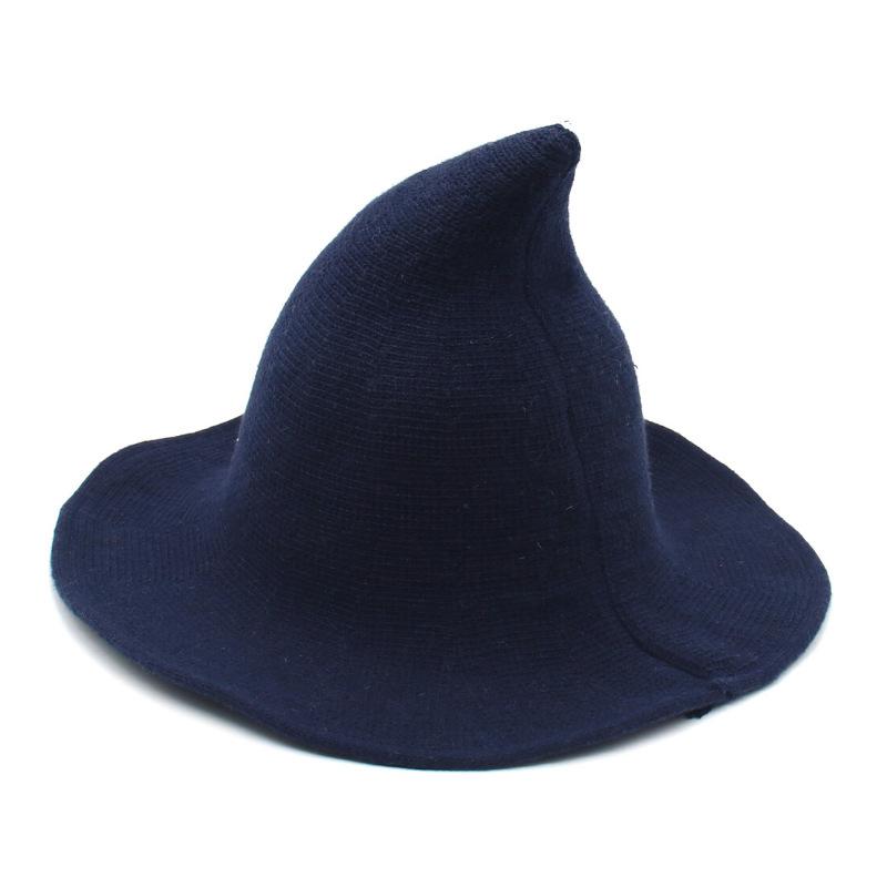 Thickened Wool Foldable Witch Hat Halloween Eaves Spiked Witch Hat Cosplay Hat