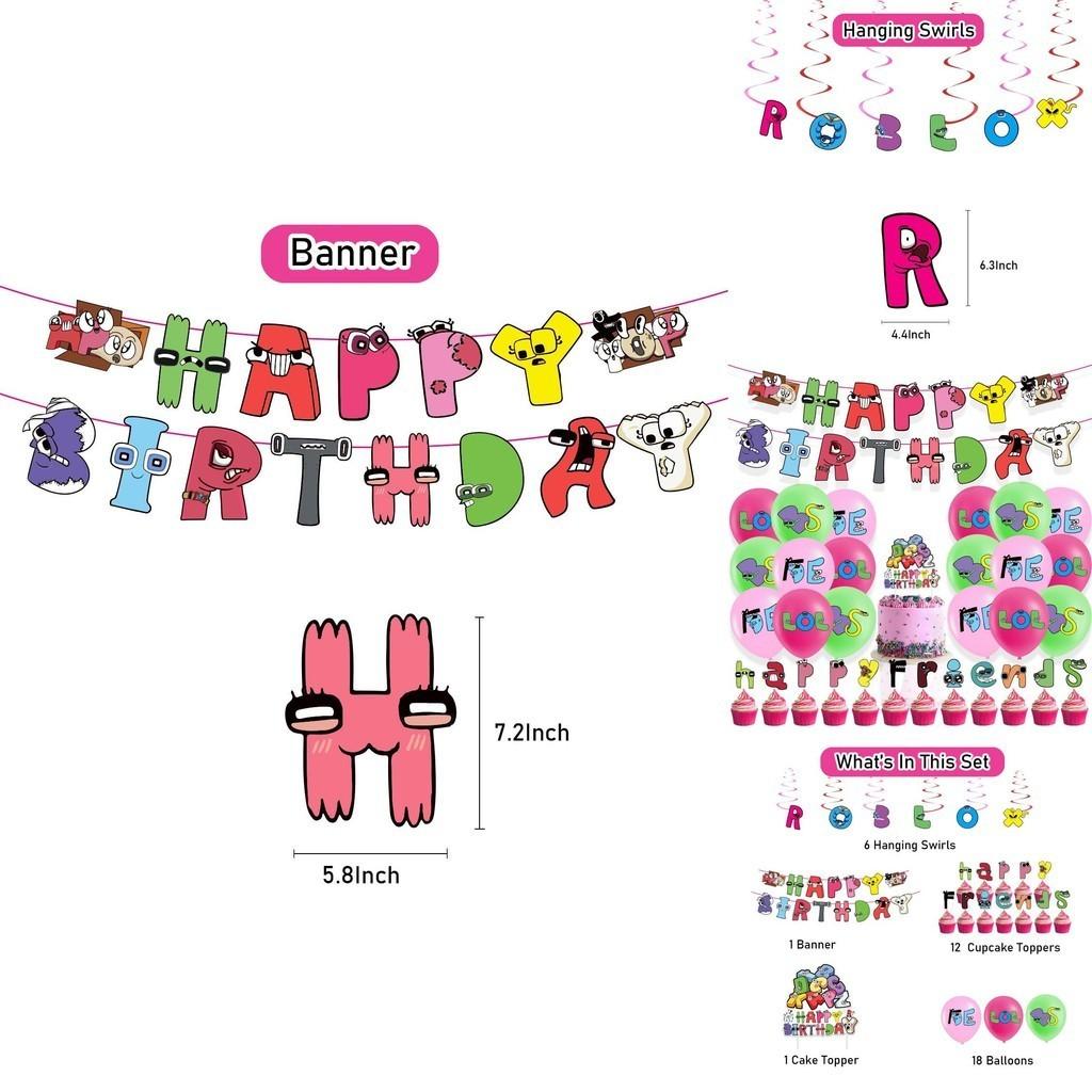 Buntes Ballon-Zugfahnen-Set Alphabet Lore Geburtstagsfeier Heimbedarf