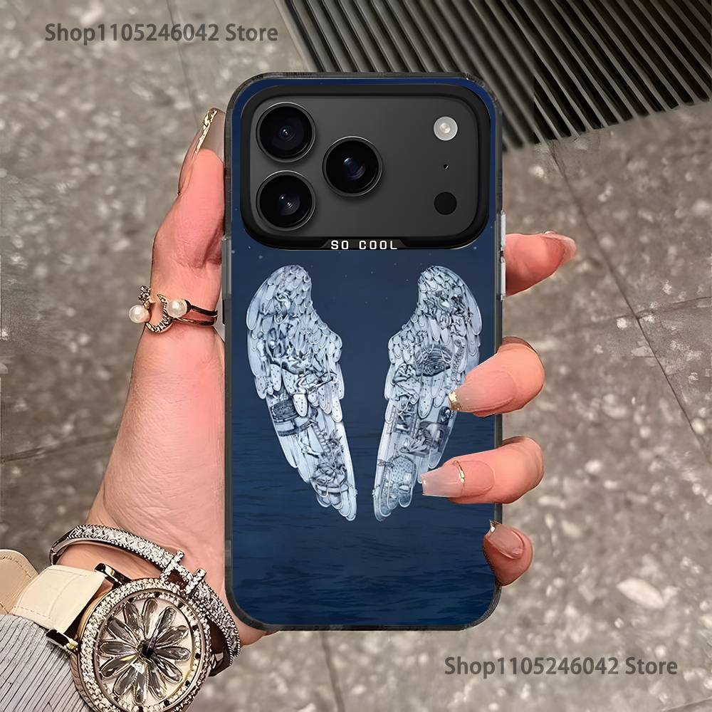 Band C-Coldplay For iPhone 17,16,15,14,13,12,11,Pro,MAX,Plus Black Shockproof Candy Matte Cover