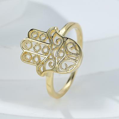 Gold Farbe Hamsa Hand Ringe für Frauen Amulett Fatima Hand Finger Ringe Vintage-Schmuck Geburtstag Geschenk