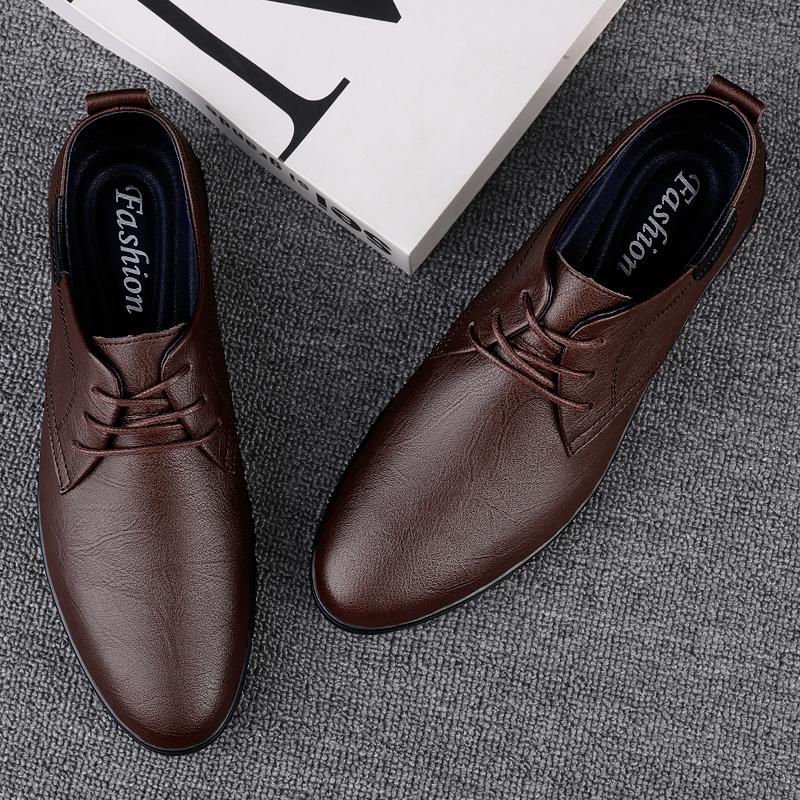 Elegantes Men Casual Shoes Business Leather Men Oxford Shoes Lace-Up Male Formal Wedding Footwear Classic Simple Loafers for Man