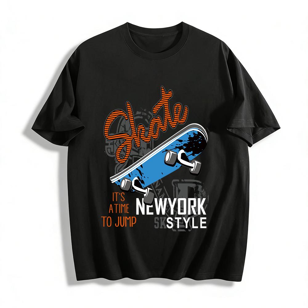 

Street Style Skateboard Print T-Shirt Cool Skate Culture Top For Men Women Pure cotton T-shirt XXS