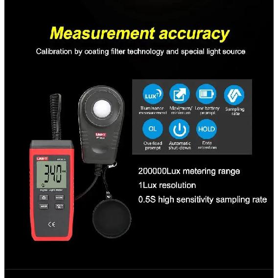 UNI-T UT383S Light Meter Luxmeter Digital 200,000 LUX Luminance Lux Fc Test Max Min Illuminometers Professional Photometer