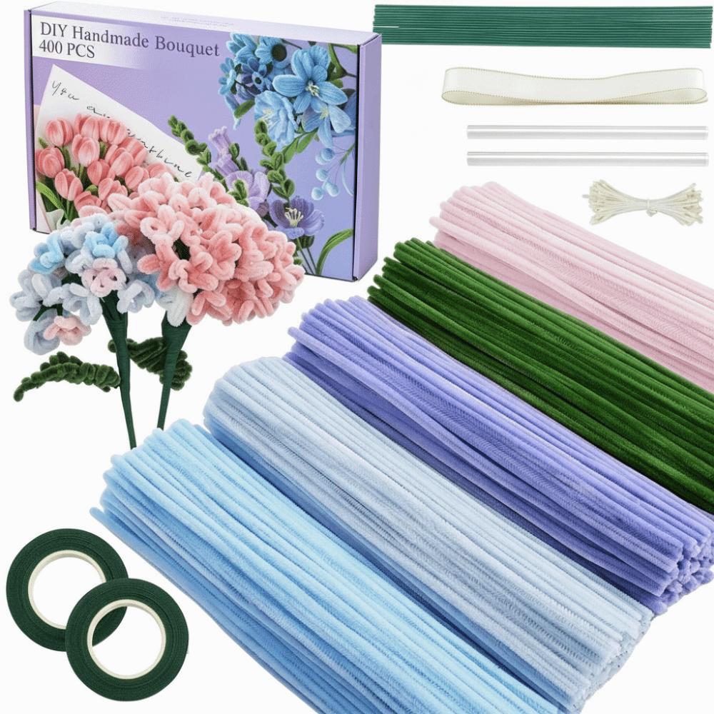 

400 Pieces Creative 12 Inch Pipe Cleaners Multi-Color DIY Twistable Stick Crafts Art Flower Making Material Chenille Stems Kids