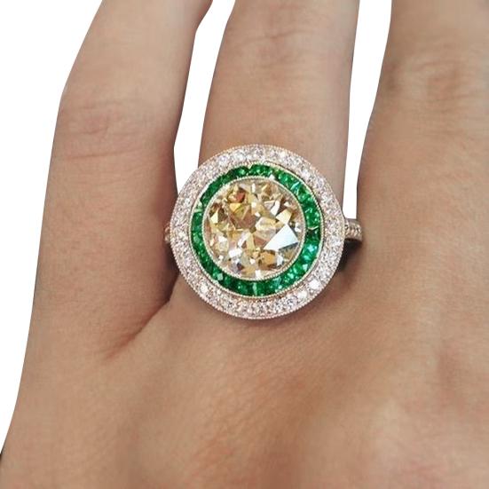 Fashion Women Big Round Multicolor Cubic Zirconia Engagement Finger Ring Jewelry