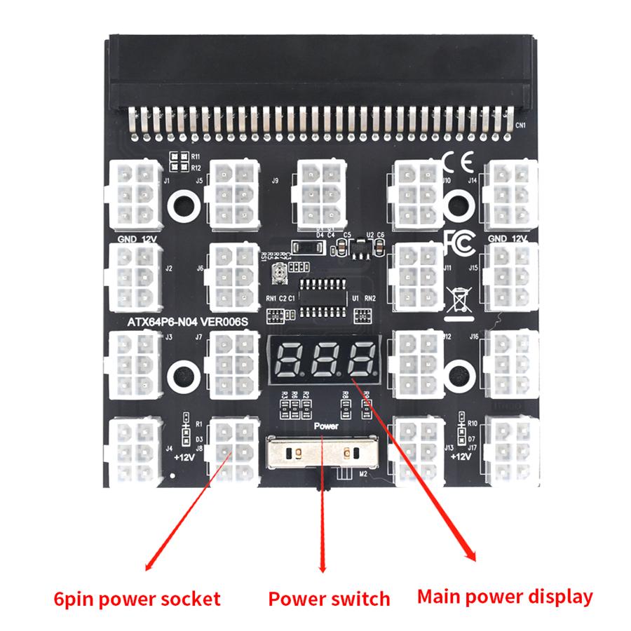 DPS-1200FB A 1200W PSU Napájecí zdroj + 17X6pinový pro HP Server Power Breakout Board + 17ks 20cm 6pinových kabelů DL580G5 Těžební sada