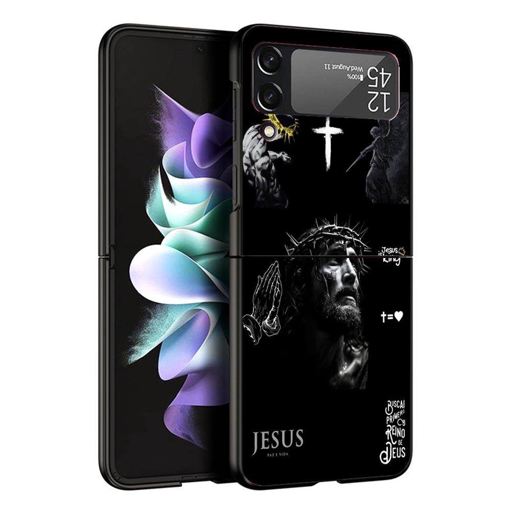 Jesus Bible Black Phone Case For Samsung ZFlip7 ZFlip6 ZFlip5 ZFlip4 ZFlip3 5G Hard Protective Galaxy Z Flip 3 4 5 6 7