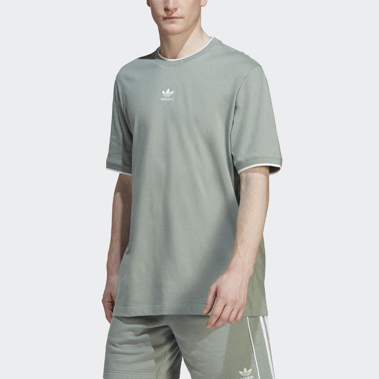 Adidas Originals Trefoil Solid Logo Letter Casual Sports Short Sleeve T-Shirt Men Tops Green IB8686