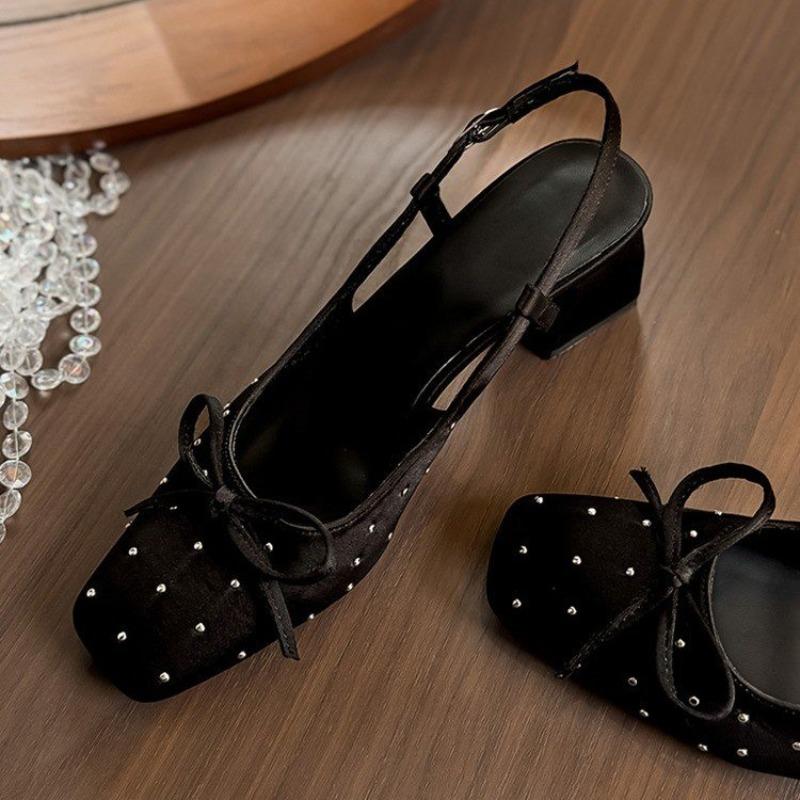 Fashion New Style Fashion Women's Outside Wear Summer Block Heel High Heels Bow Wrapped Head Women's Sandals Large Size Zapatos Mujer