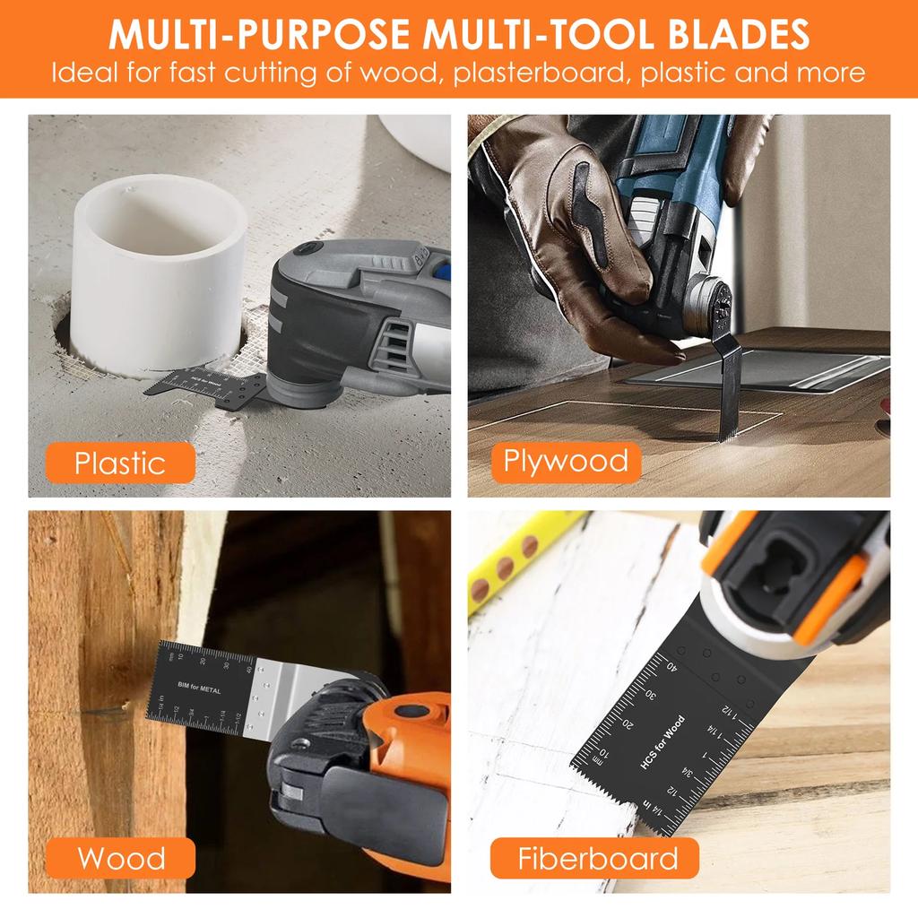 16/6Pcs Oscillating Saw Blade Bi-Metal Multitool Blade High Carbon Steel Oscillating Tool Cutting Saw Blade for Hardwood