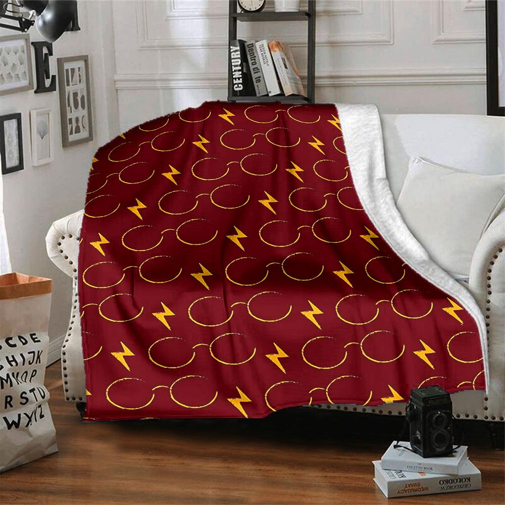 1pc Harry Potter Flannel Throw Blanket - HD Printed Lightweight Soft Warm All-Season Blanket for Sofa, Bed, Travel, Camping 046