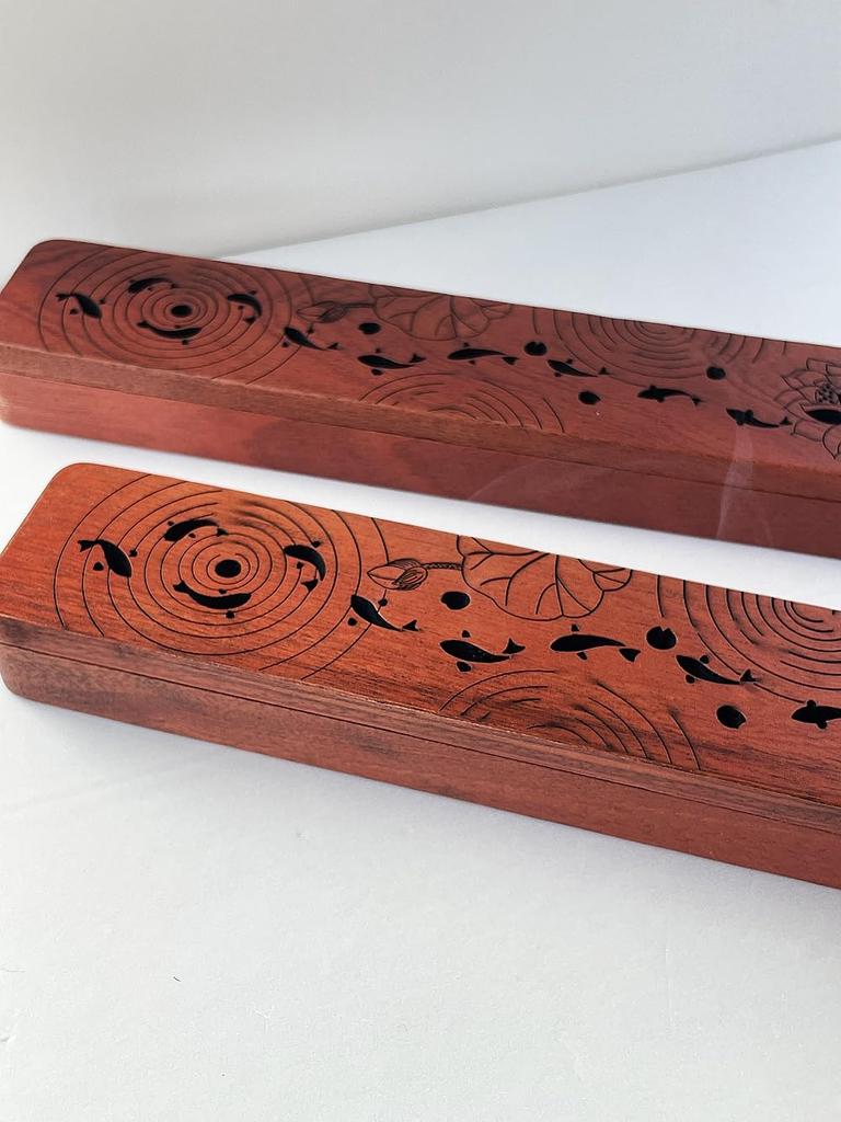 Incense Burner, Incense Holder, Horizontal Incense Tray Made of Rosewood for Buddhist Altars, Kesain-do (Swastika)