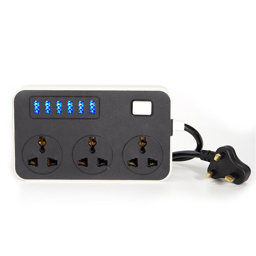 GA042 Power Strip With 6 USB Ports, 3 Sockets Combo 2000W Rated Power EU Plug EN Plug Child Safe Power Strip For Home Bedroom Office