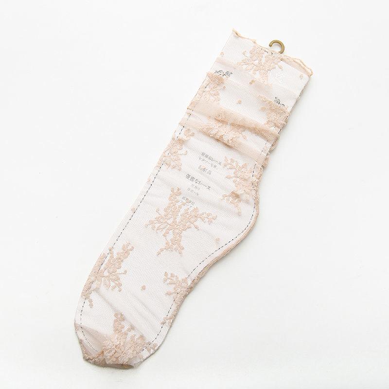 Lace Stocking Women's Middle Tube Mesh Hollow Lace Pile Stocking Summer Thin Transparent