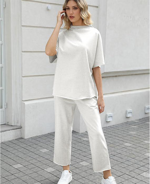 2025 Euro-American Spring/Summer Solid Color Two-Piece: Versatile Wide-Leg Pants & Top Set