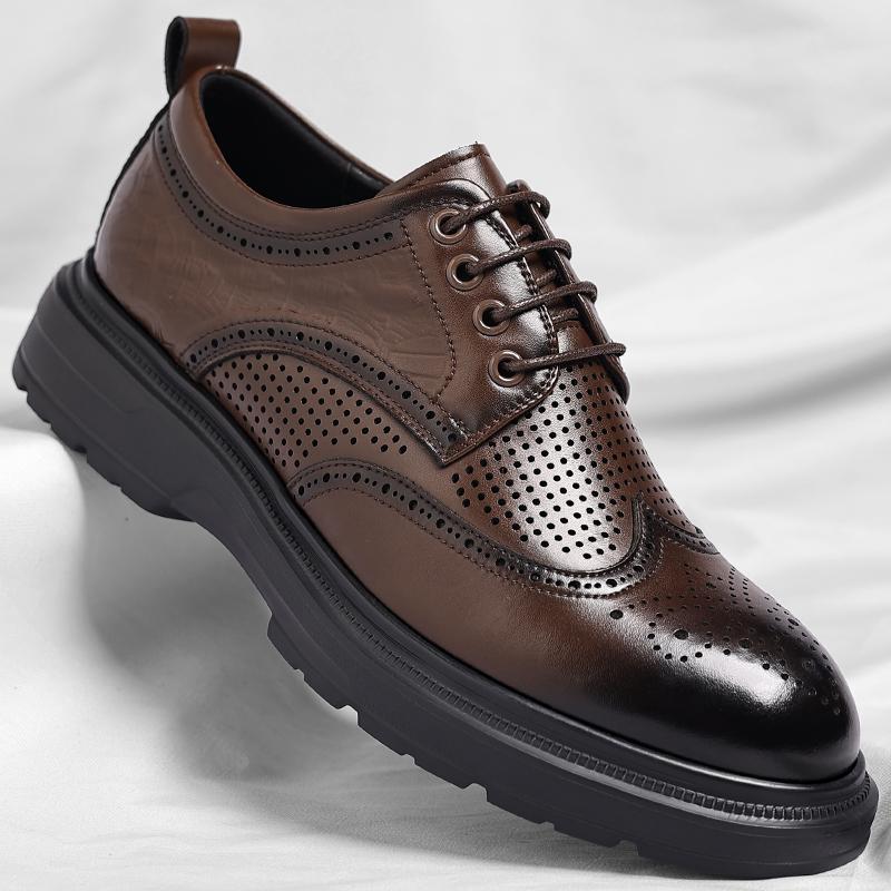 Fashion High Quality Men's Casual Leather Business Office Shoes Fashion Thick Bottom Man Oxford Shoes Luxury Lace-Up Outdoor Male Shoes