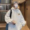 Men's 2024 New Hong Kong Style Trendy Loose Hooded Sweatshirt with Letter Print for Spring & Autumn.
