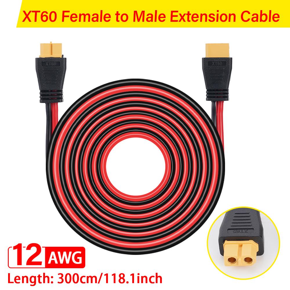 

12AWG XT60 Male Female Conversion Plug Connection Cable 300CM Silicone Wire Battery Connector For Lipo Battery RC Drone Car Boa
