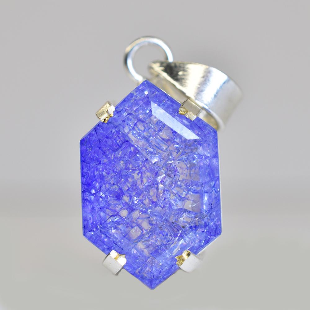 Fancy Cut 925 Sterling Silver 33.90 Ct Natural Sapphire CERTIFIED Gems Pendant MY.PD-178-NS