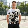 Men's Crew Neck 3D Print T-Shirt, Cute Panda Family Graphic Casual Short Sleeve Tee