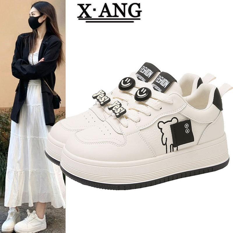 Leather little white shoes women's shoes spring new thick-soled heightening board shoes student versatile casual sports shoes