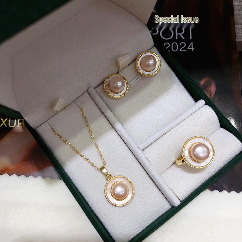 Trendy Fritillary Donut 3-Piece Set: Fashionable & Versatile No Box, No Chain розовая жемчужина
