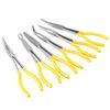 11Inch Long Nose Pliers Set, 6Pieces with Straight 25, 45, 90 Degree, Flat & Round Tips Removal Tool for Precisions Work