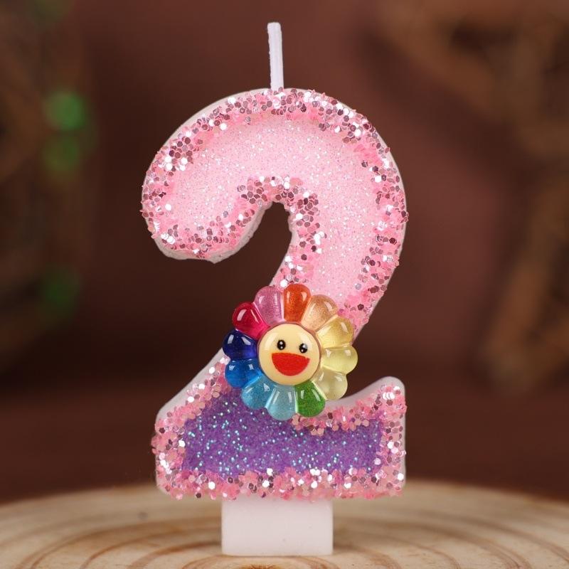 Flowers Handmade Numbers Birthday Candles Cake Decoration Party Festival First Year Number Candles 0-9