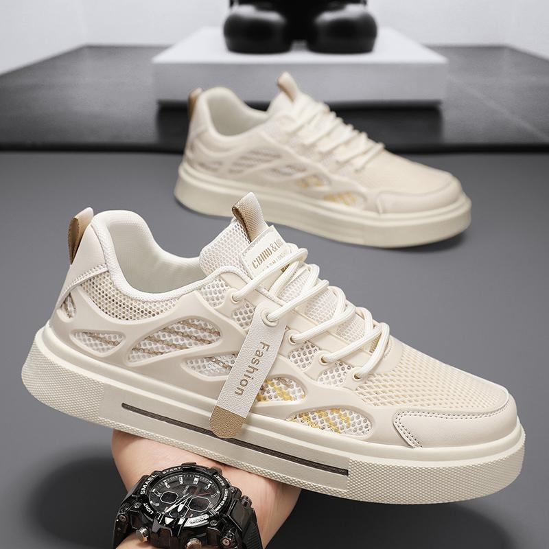 

Summer niche mesh breathable thin mesh shoes casual lightweight soft-soled sports board shoes 39 бежевый