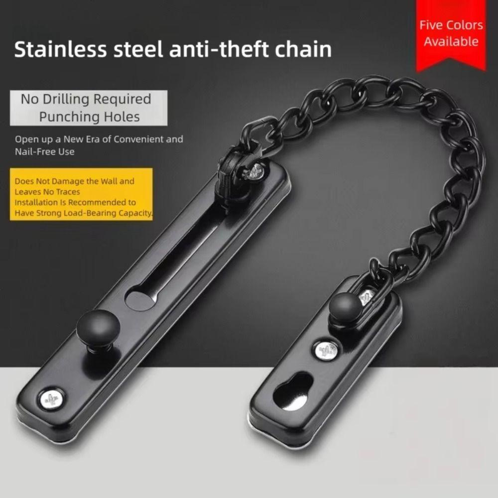 Bold Chain Door Chain Lock No-drill Guard Against Theft Security Chain Guard Stainless Steel Secure Anti Theft Press Lock Office