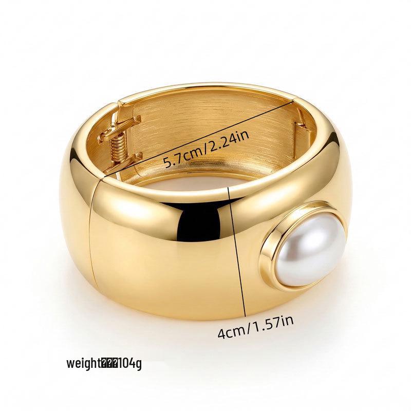 

European & American Wide-Band Bracelet: Luxurious, Heavy Metal Craftsmanship with Smooth Finish for Women.