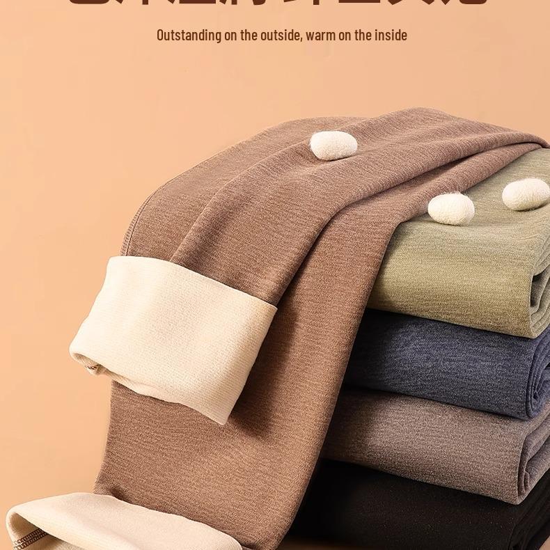 Men's Antibacterial Seamless Cashmere Silk Base Layer Pants for Autumn and Winter