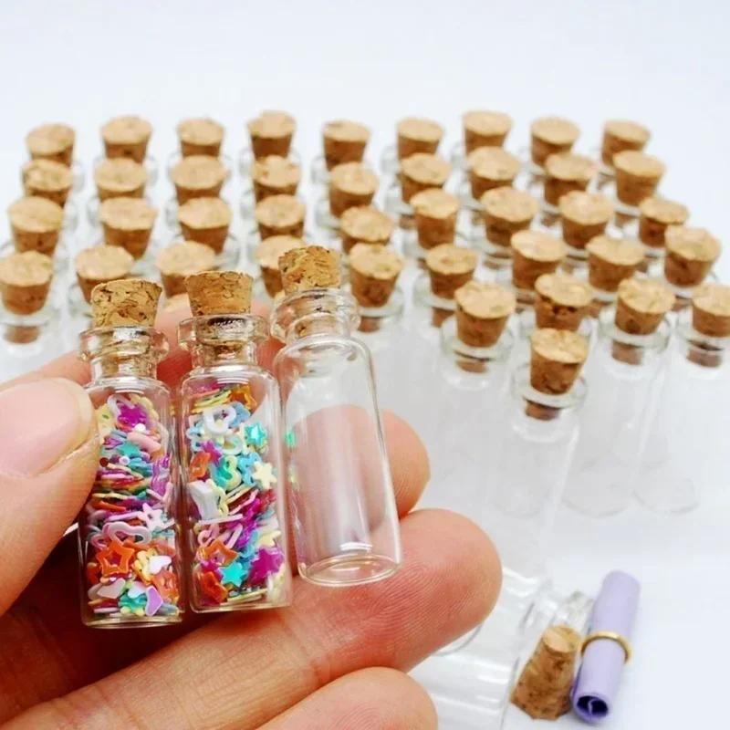 5Pcs Creative Design Mini Clear Crystal Jars Lovely Cork Stoppers Glass Bottles Suitable Candles Essential Oils Decor DIY Craft