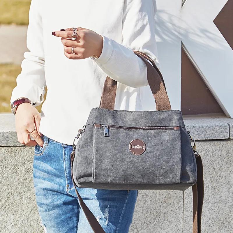 Canvas Bag Women's Versatile Casual Messenger Bag Multifunctional Single Shoulder Bag Large Capacity Handbag