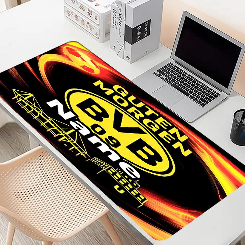Custom Name Personalized Borussia Dortmund Pattern Mousepad, Laptop PC Desk Mat, Decorative Desk Mat for Home Keyboard Pad Gift