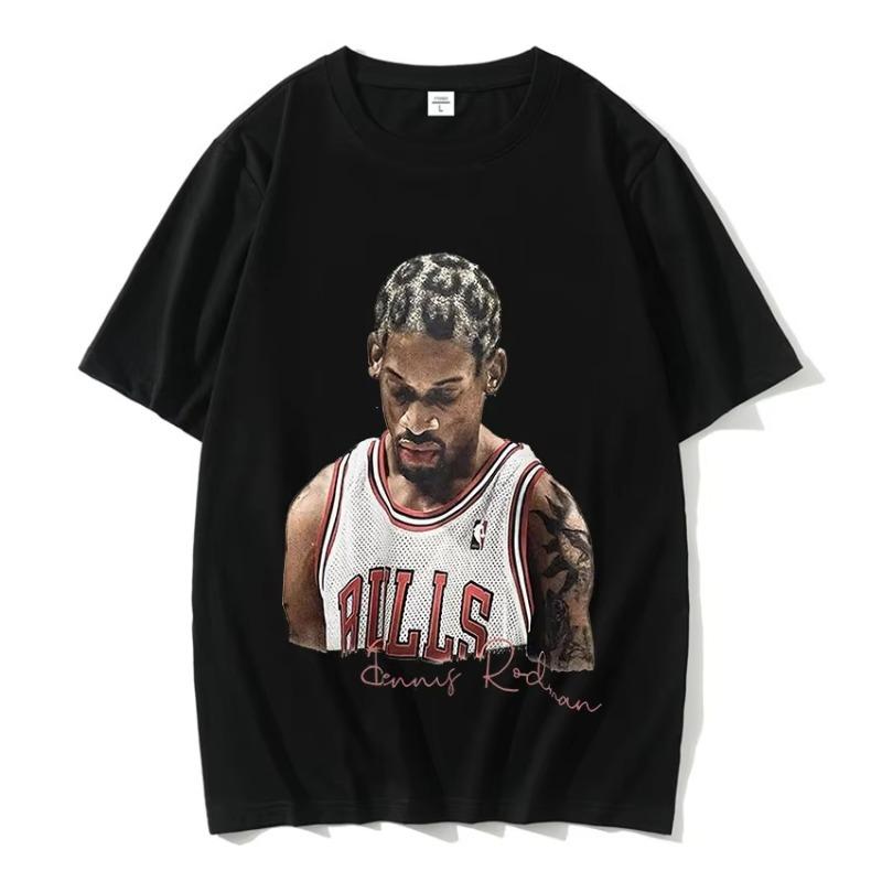 Summer Mens Leisure Basketball Tshirt Oversized Pure Cotton Printed Tshirt Hiphop Style Punk Fashion Bug Dennis Rodman