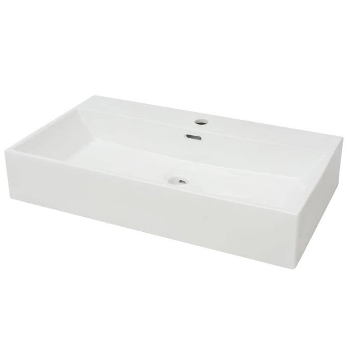 Vasque en céramique blanche VIDAXL - 76x42,5x14,5 cm - Rectangulaire - A poser