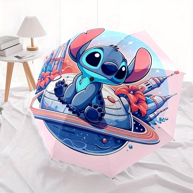 Stitch,Space Adventure Automatic Opening and Closing Umbrella 8 Ribs Windproof Portable Folding Umbrella with Plastic Handle, Suitable for