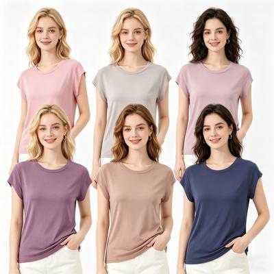 Women's Summer Modal Sleeveless T-shirt Solid Color Loose Fit Lightweight Basic Layering Tee Casual Daily Wear Base Tee Tops Undershirt