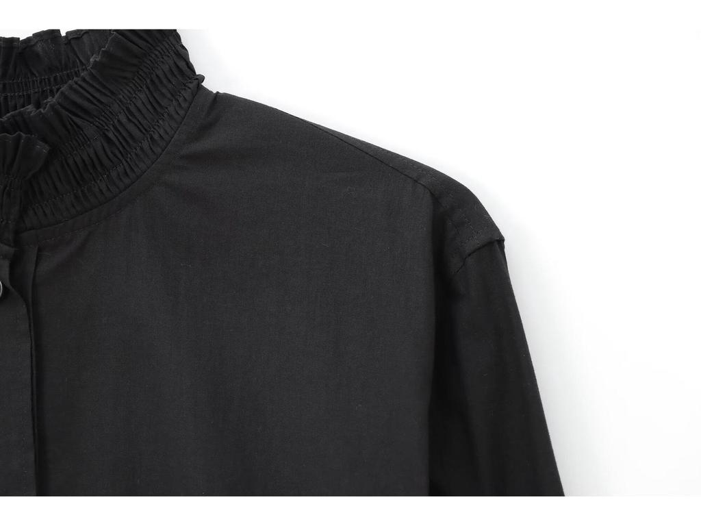 2024 Autumn Women's European & American Style Pleated Layered Fashion Shirt