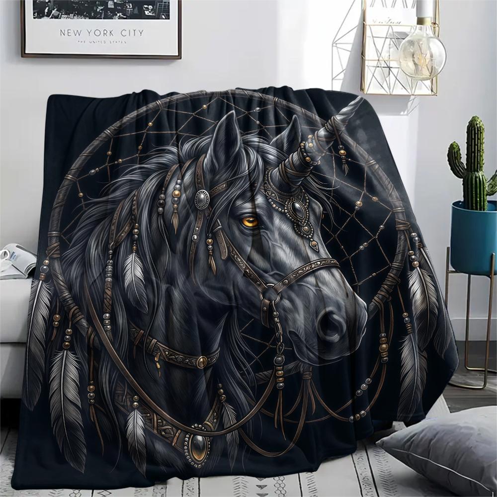 Dreamcatcher Animals Print Flannel Blanket,High quality Comfortable for All Seasons,Home Decor,Warmth and Comfort,Perfect for Christmas Gifts
