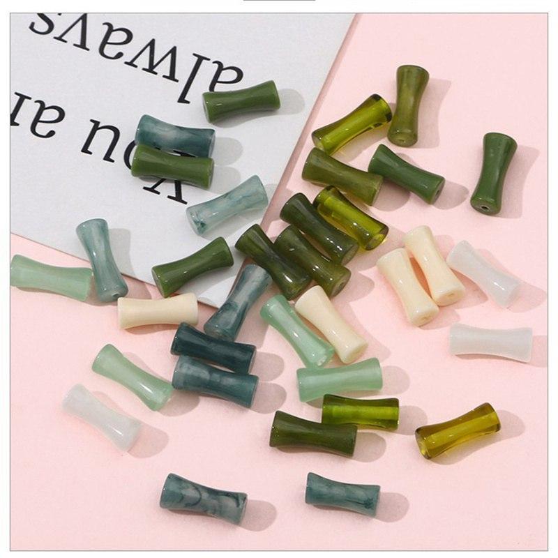 Green White Jade Jewelry Making Handmade Supplies Loose Spacer Beads Shape Porcelain Bracelet Necklace Bamboo Joint