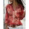 New Fashion Floral Print Lapel Plus Size Shirts for Women Elegant Button Up Long Sleeve Women's Casual Blouses Tops Slim Fit Simple Lady Shirt 26613