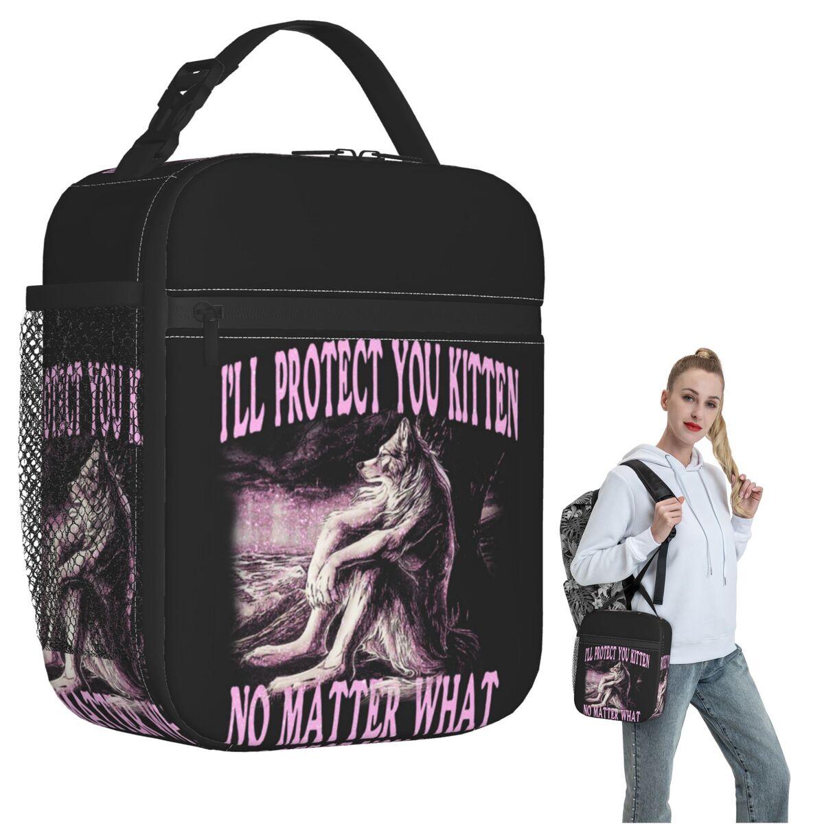 Wolf Ripping Alpha Wolf Werewolf Insulated Lunch Bag for Women Children Leakproof Food Boxes Thermal Lunch Box Tote One Size