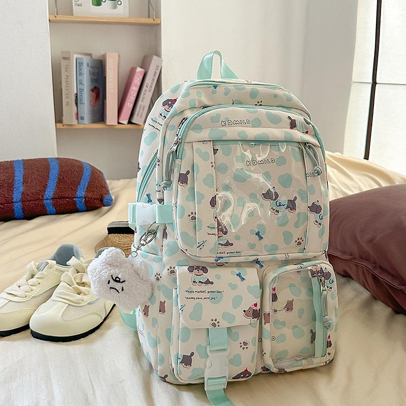 High-value summer new forest small fresh and sweet printed dog backpack Japanese cute backpack for primary and secondary school students