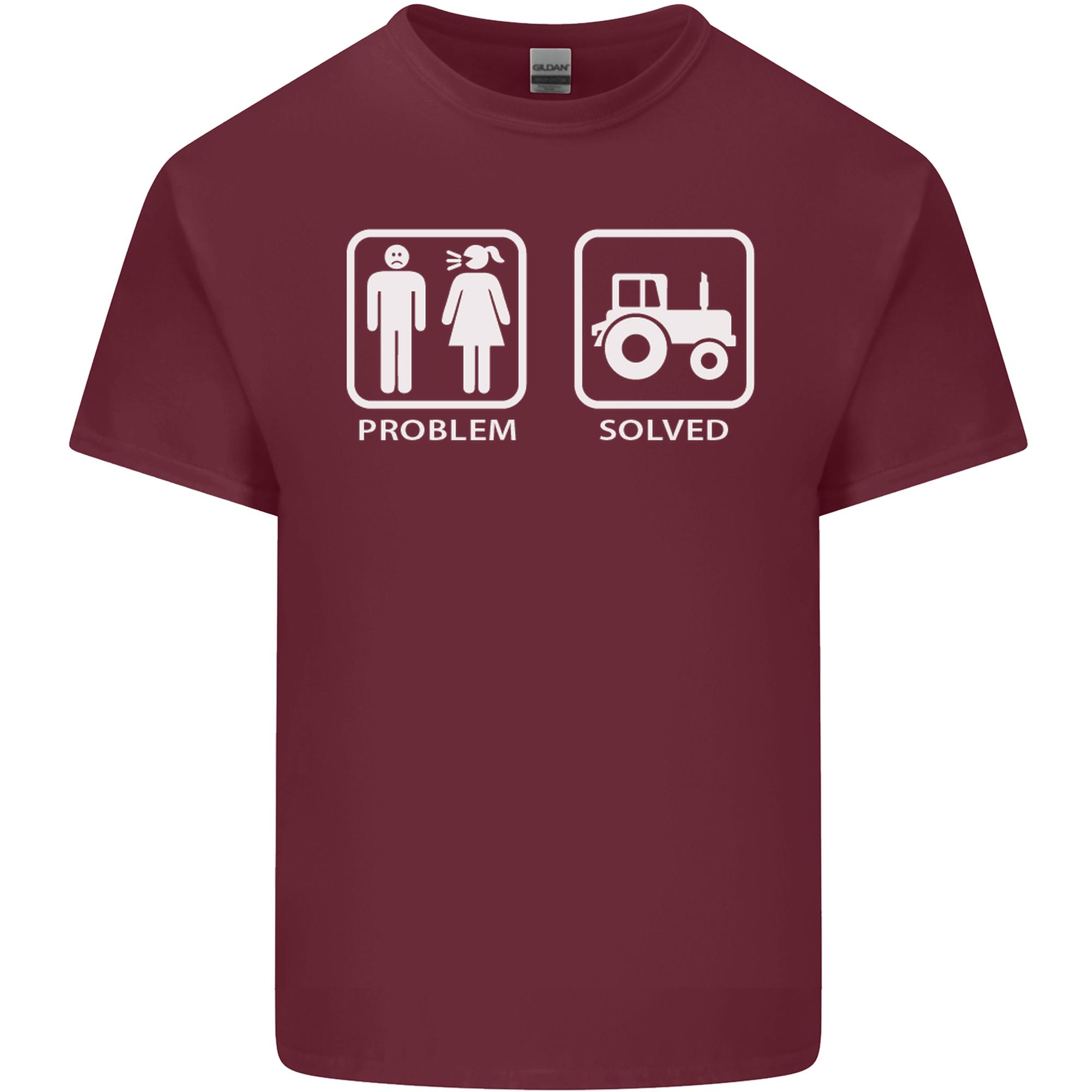 Tractor Problem Solved Driver Farmer Funny Unisexs Light Cotton TShirt S