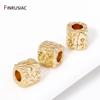 14K Gold Plated Brass Textured Square Cube Beads Metal Spacer Beads,Separators for Beads,DIY Jewelry Making Materials